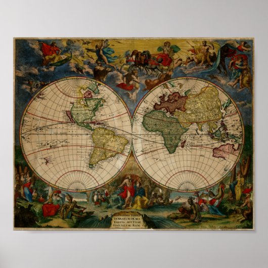 Poster Carte du monde de la Renaissance 1683 (Devant)