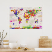 Poster Carte du monde de l'aquarelle colorée (Cuisine)