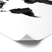 Poster Carte du monde de l'aquarelle noire et blanche (Coin)