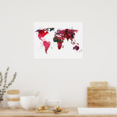 Poster Carte du monde de l'art Abstrait (Cuisine)