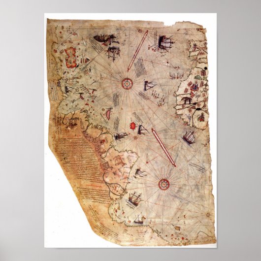 Poster Carte du monde de Piri Reis (Devant)