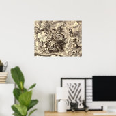 Poster Carte du monde de Poséidon et Dauphin (Bureau à domicile)