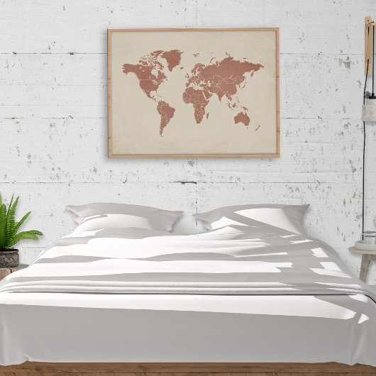 Poster Carte du monde de sable blanc