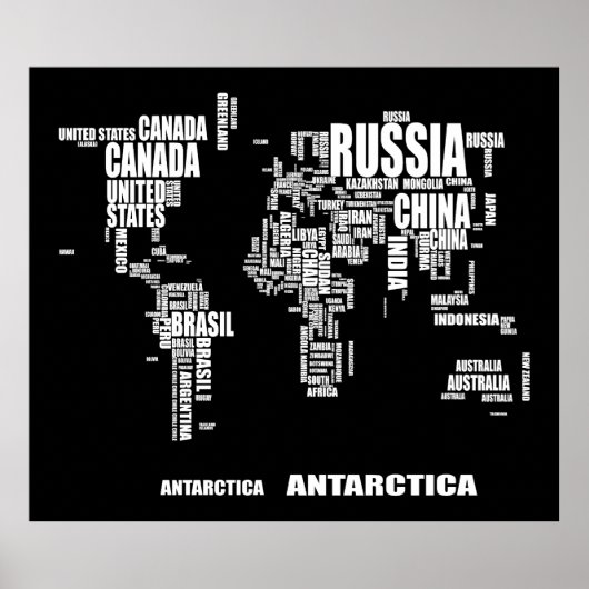 Poster Carte du monde de typographie (Devant)
