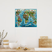 Poster Carte du monde des animaux (Cuisine)