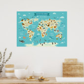 Poster Carte du monde des enfants avec illustrations Post (Cuisine)