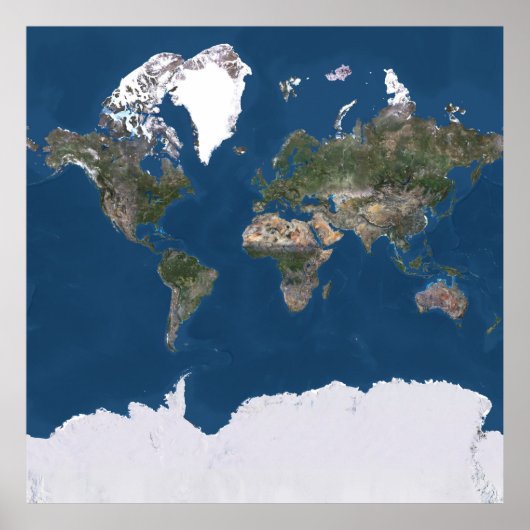 Poster Carte du monde des satellites de couleur vraie (Devant)