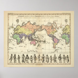 Poster Carte du monde des styles d'habillement