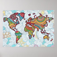 Poster Carte du monde Design asiatique