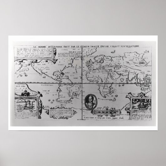 Poster Carte du monde détaillant les expéditions (Devant)