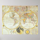 Poster Carte du monde double hémisphère (Devant)