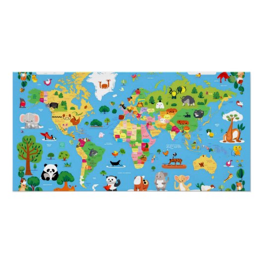 Poster Carte du monde drôle (Devant)