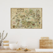 Poster Carte du monde du singe Sideshow (Cuisine)