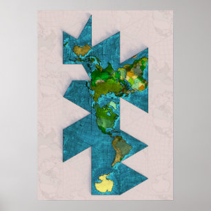 Poster Carte du monde Dymaxion