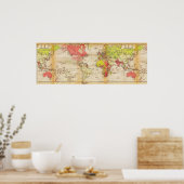 Poster Carte du monde Empires et Commerce 1918 (Cuisine)