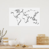Poster Carte du monde en blanc (Cuisine)