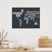 Poster Carte du monde en mots (Cuisine)