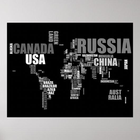 Poster Carte du monde en mots (Devant)