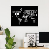 Poster Carte du monde en mots (Bureau à domicile)