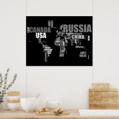 Poster Carte du monde en mots (Cuisine)
