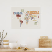 Poster Carte du monde en mots (Cuisine)