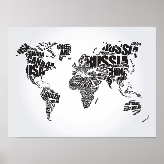 Poster Carte du monde en typographie (Devant)