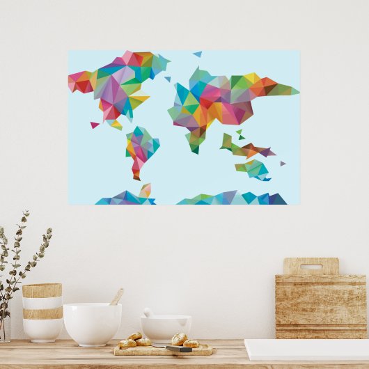 Poster Carte du monde faite de formes géométriques (Cuisine)