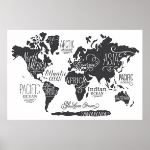 Poster Carte du monde fantastique