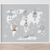 Poster Carte du Monde Garçons Impression, Art Robot Chamb
