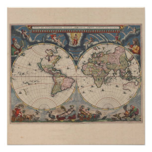 Poster Carte du monde Globe Travel Antique
