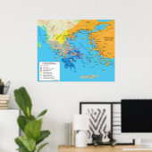 Poster Carte du monde grec pendant les guerres Greco Pers (Bureau à domicile)