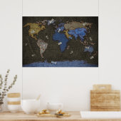 Poster Carte du monde Jeans (Cuisine)