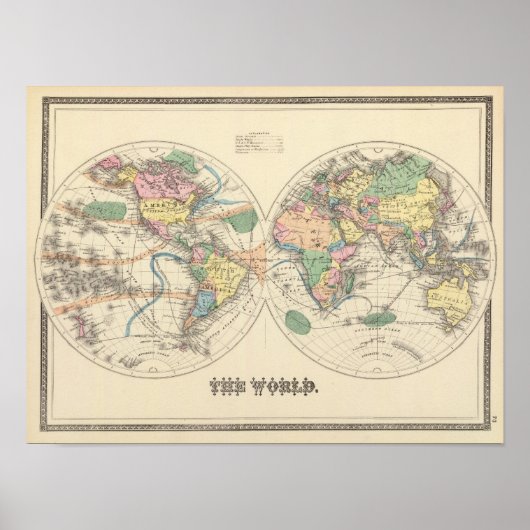 Poster Carte du monde Lithographiée (Devant)