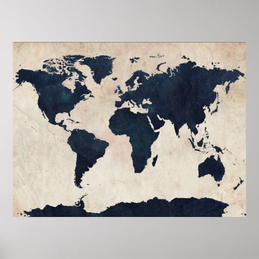 Poster Carte du monde marine en détresse (Devant)