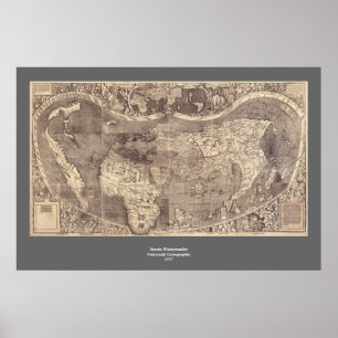 Poster Carte du monde Martin Waldseemuller 1507