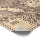 Poster Carte du monde Martin Waldseemuller 1507 (Coin)