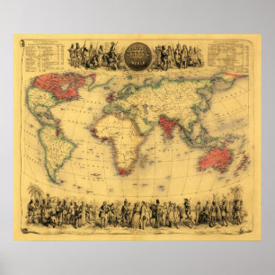 Poster Carte du monde montrant Empire britanniqueCarte pa