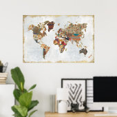 Poster Carte du monde motif (Bureau à domicile)