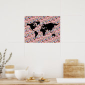 Poster carte du monde noir (Cuisine)