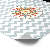 Poster carte du monde noir à chevron (Coin)