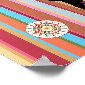 Poster carte du monde noir + bandes de couleurs (Coin)