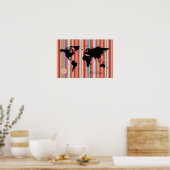 Poster carte du monde noir + bandes de couleurs (Cuisine)