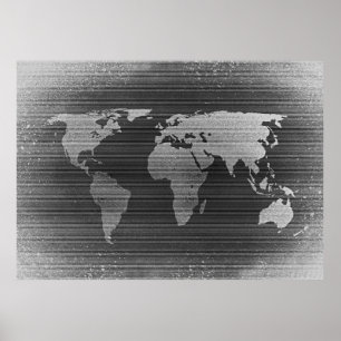 Poster Carte du monde noir et blanc