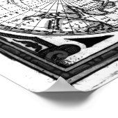 Poster Carte du monde noir et blanc (1665) (Coin)