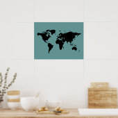 Poster carte du monde noir et bleu (Cuisine)