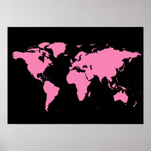 Poster carte du monde noir et rose pour les femmes (Devant)