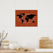 Poster carte du monde noir pois (Cuisine)