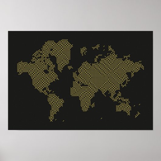 Poster Carte du monde numérique (Devant)