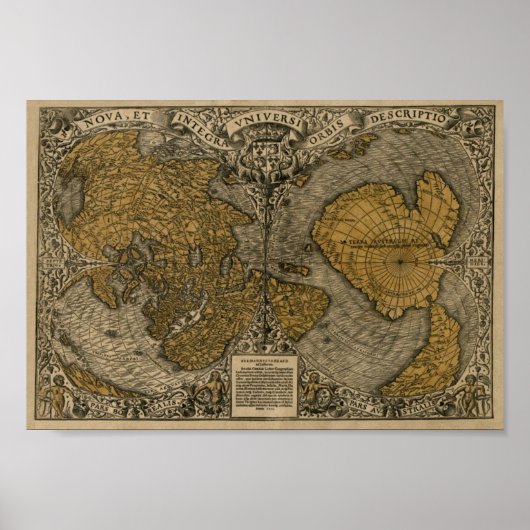 Poster Carte du monde Oronce Fine 1531 (Devant)