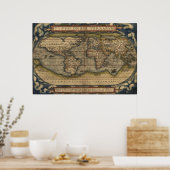 Poster Carte du monde Ortelius 1570 Typvs Orbis Terrarvm (Cuisine)